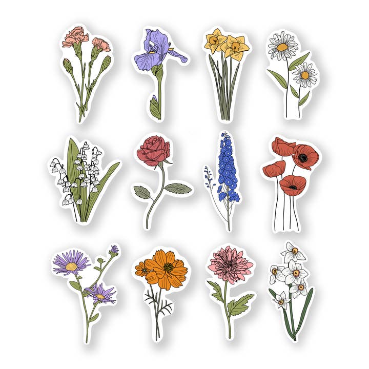 Slik Art and Design - Wholesale Sticker - Birth Month Flower Sticker Pack