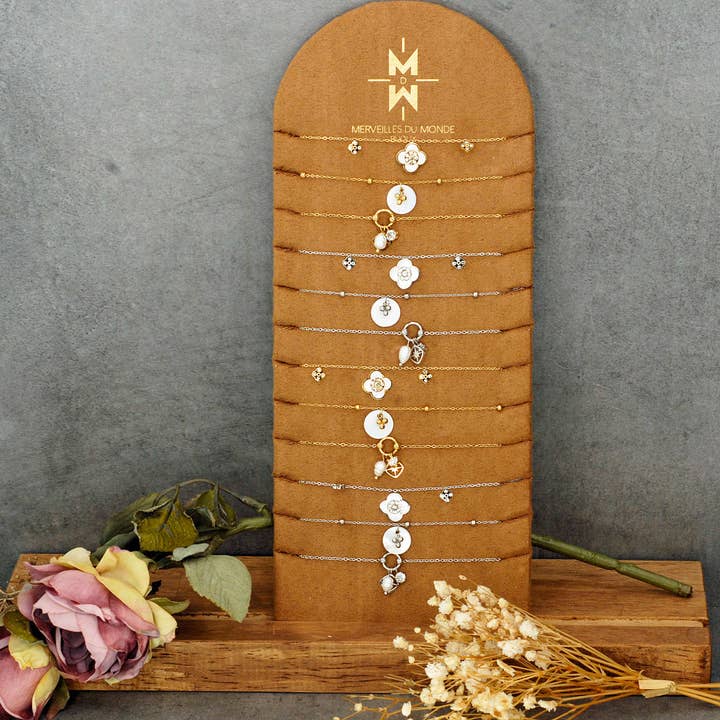 Merveilles du Monde - Wholesale Beaded Bracelet - Set of 12 stainless steel necklaces and 12 bracelets