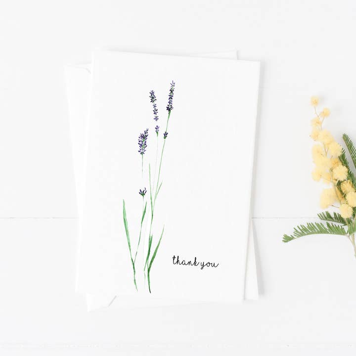 Cartão(s) de Agradecimento Lavanda Pacote de 8 Papel 100% Reciclado por atacado de Chandler Strange Art