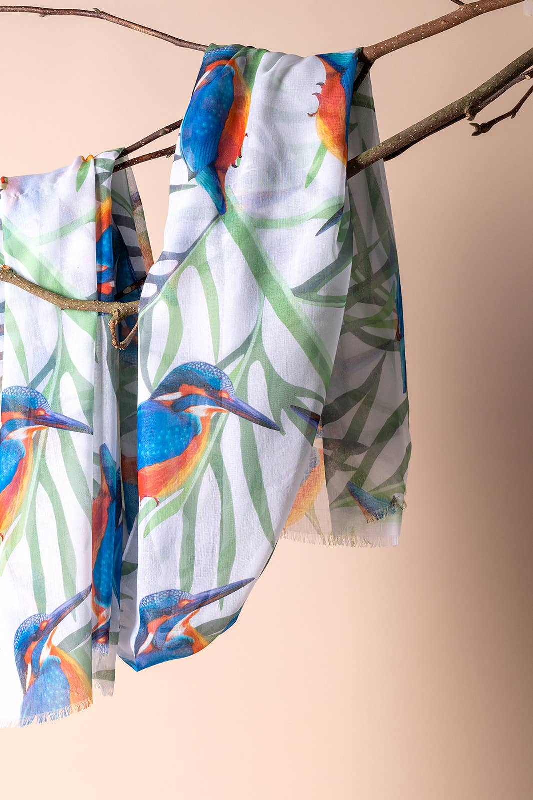 Taylor Hill Scarves & Co - Vendita all'ingrosso Sciarpa - Donna - AGCS1009: Bianco: Sciarpa Kingfisher Bird3