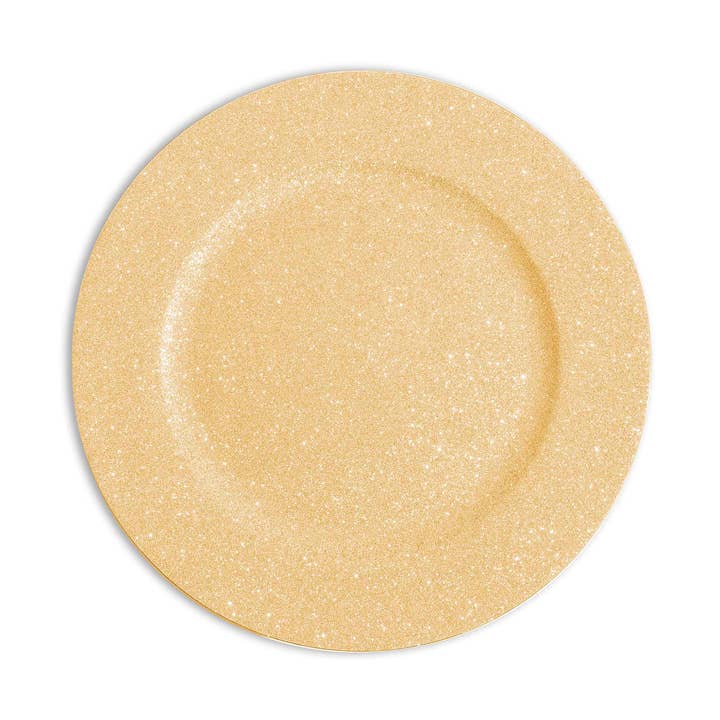 Glitter Plastic Charger Plate 13" - Gold for wholesale by Portofino International Trading, USA