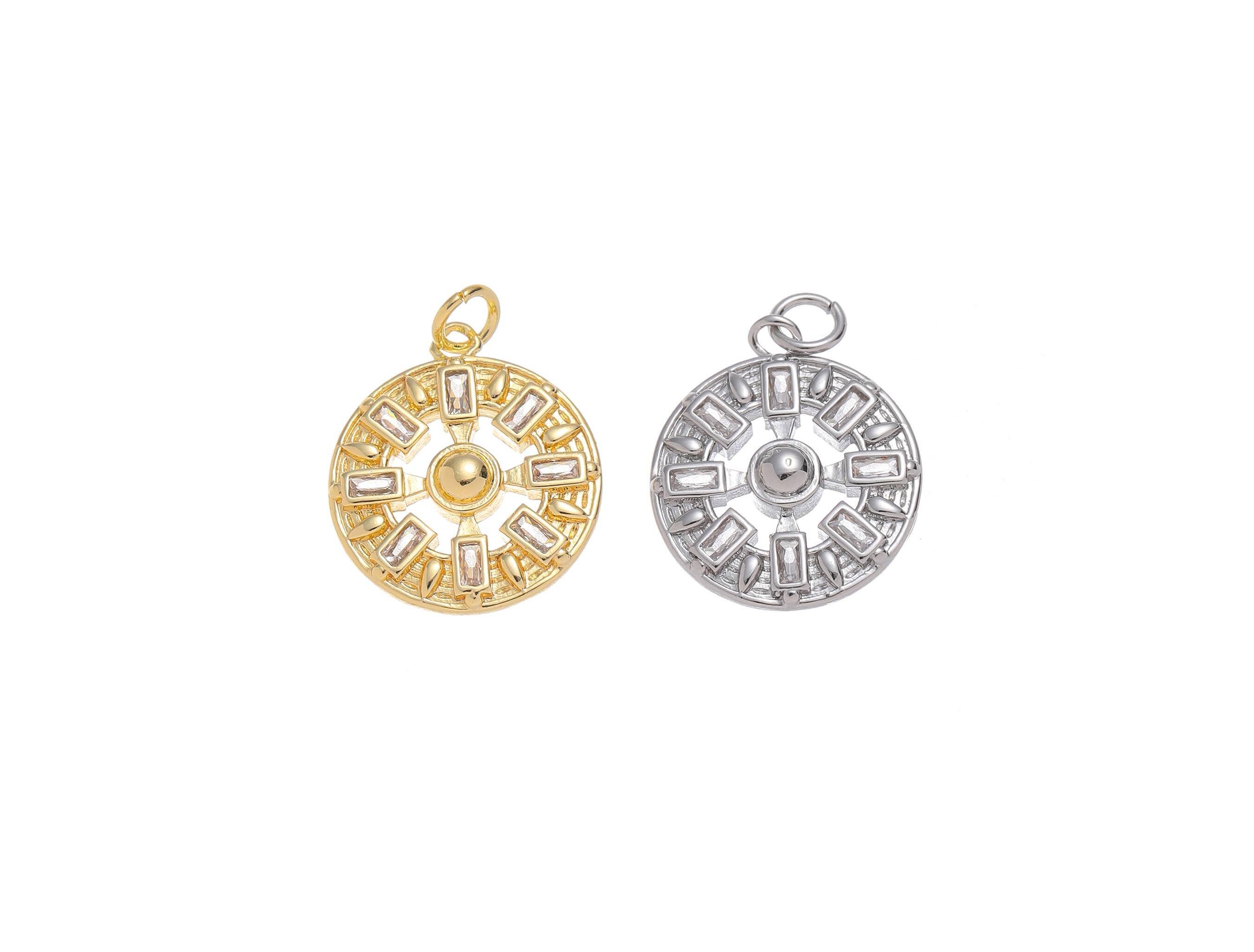 Jewel Pledge - Wholesale Individual Charm/Pendant - Gold/Silver Plated Geometric Sun Burst Medallion CPG-CPS14222