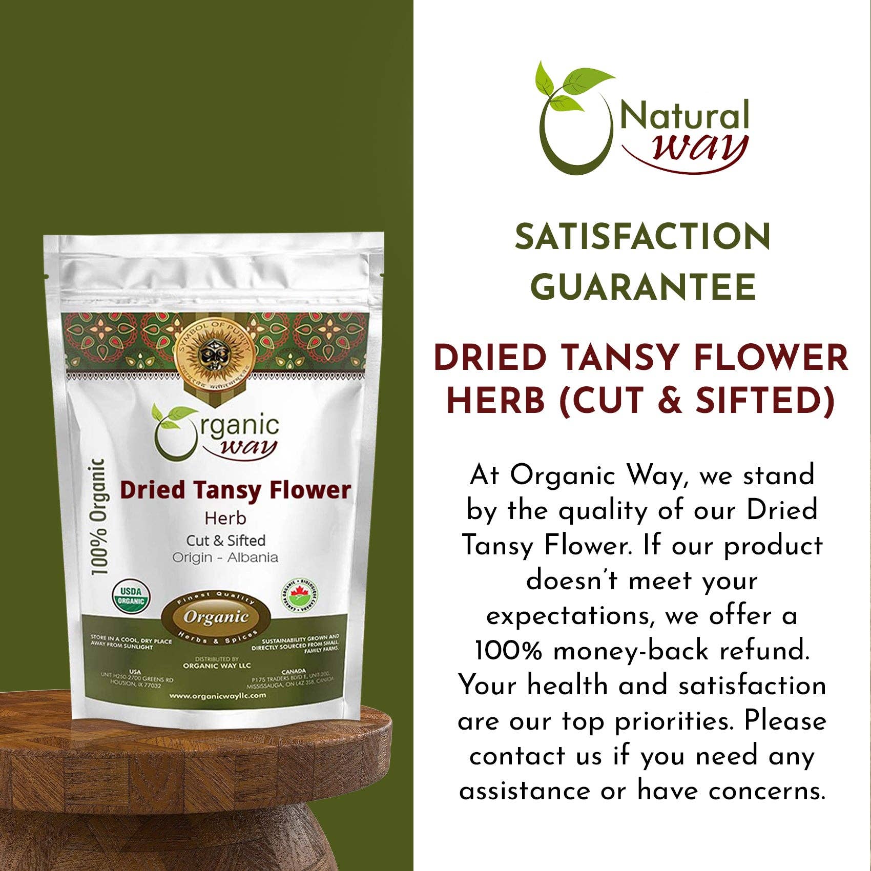 Organic Way LLC – wholesale Löst te – Torkad Renfana Blomma Örtte Skuren & Siktad | Europeiskt Vildplockad | Kosher Certifierad | Vegansk, Icke-GMO & Glutenfri | USDA Certifierad | Ursprung - Albanien1