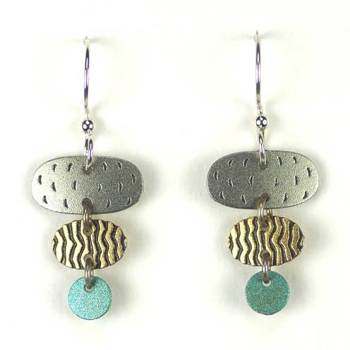 Boucles d'oreilles ovales latérales en trois parties pour la vente par Beautiful Medusa