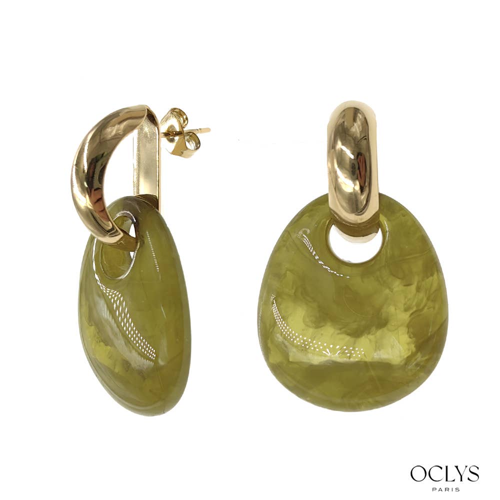 Oclys - Wholesale Hangende/ronde oorbellen - Oorbellen van hars en verguld roestvrij staal Paola7