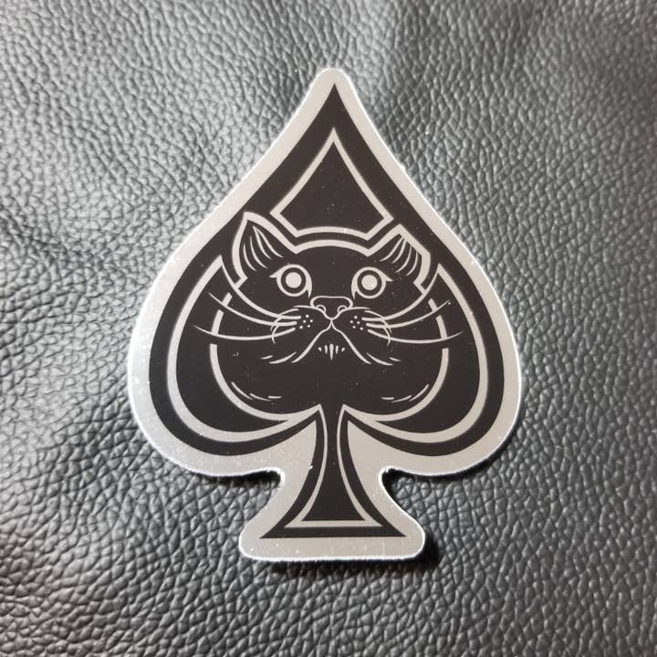 Sticker: Ace Of Spayeds, 3" Mirror finish vinyl for wholesale by Cat Champion