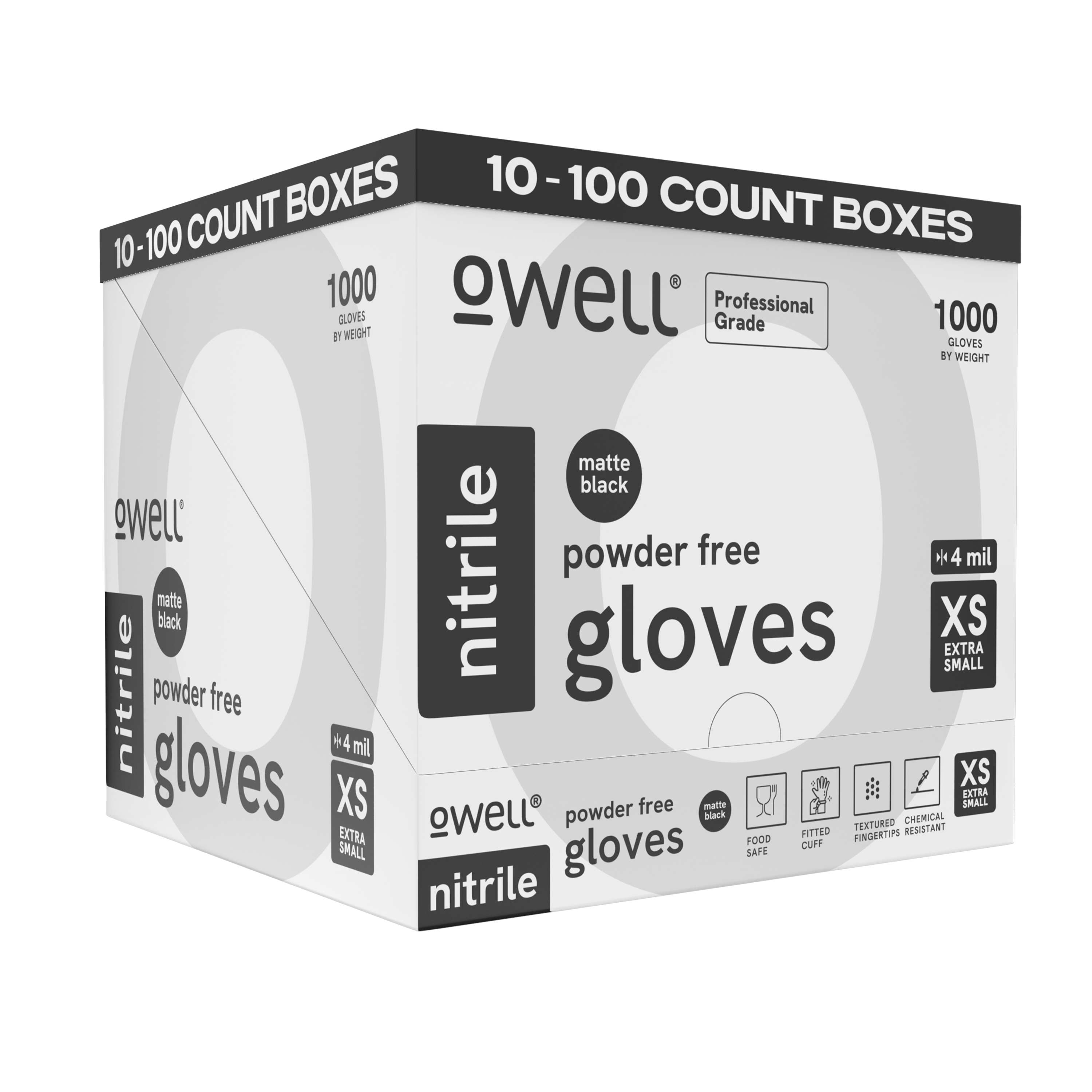 OWELL LLC - Wholesale Cleaning Gloves - OWELL Pro Grade 4mil Black Nitrile Gloves (10 - 100 Count)7
