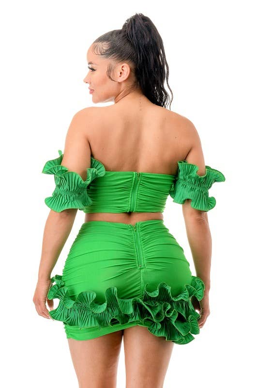 Namatt Design - Vente Ensemble haut et jupe - Femme - Haut court froncé avec manches détachées et jupe9