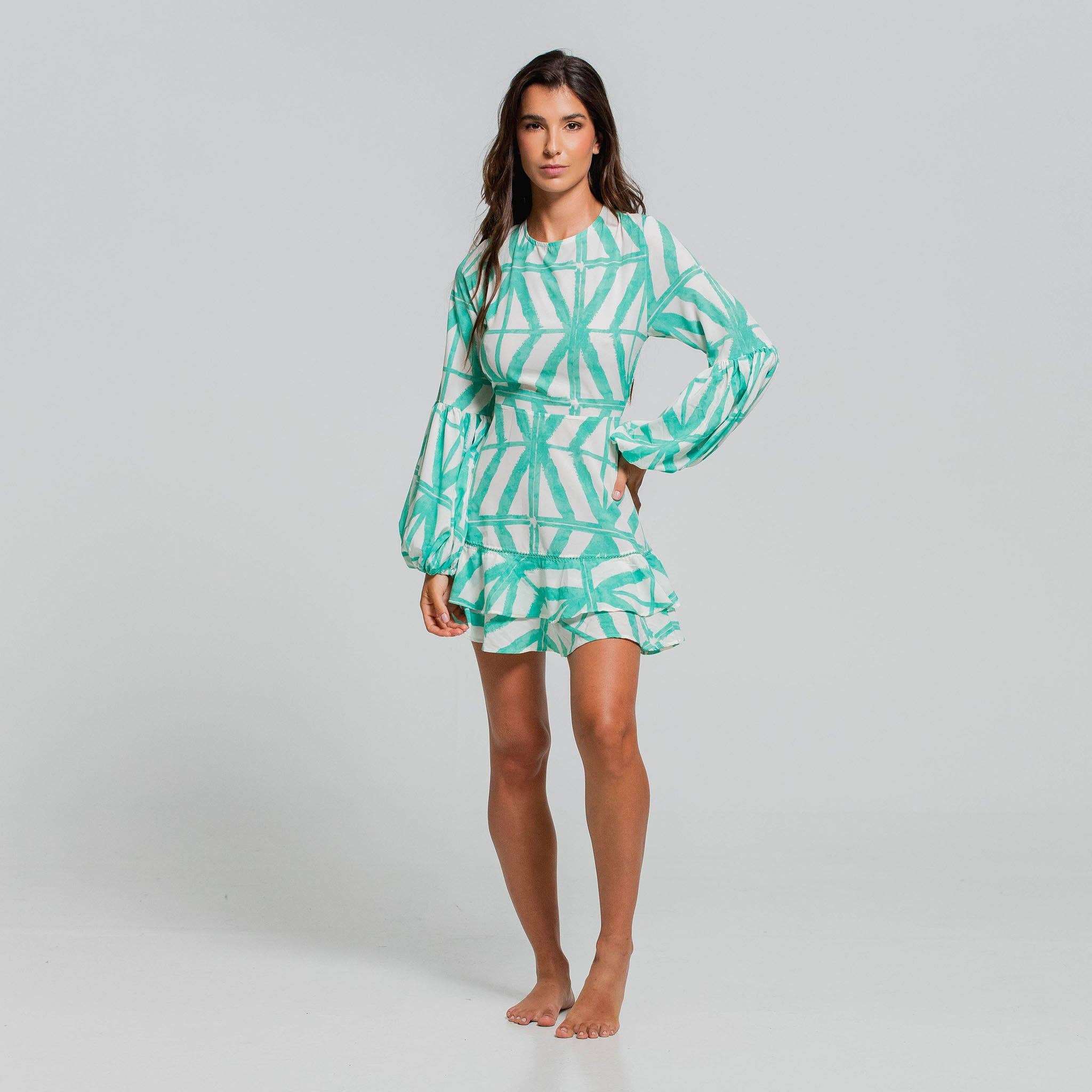  JELLYMINT MAYAN SHADES LONG SLEEVE SHORT DRESS for wholesale on Faire2