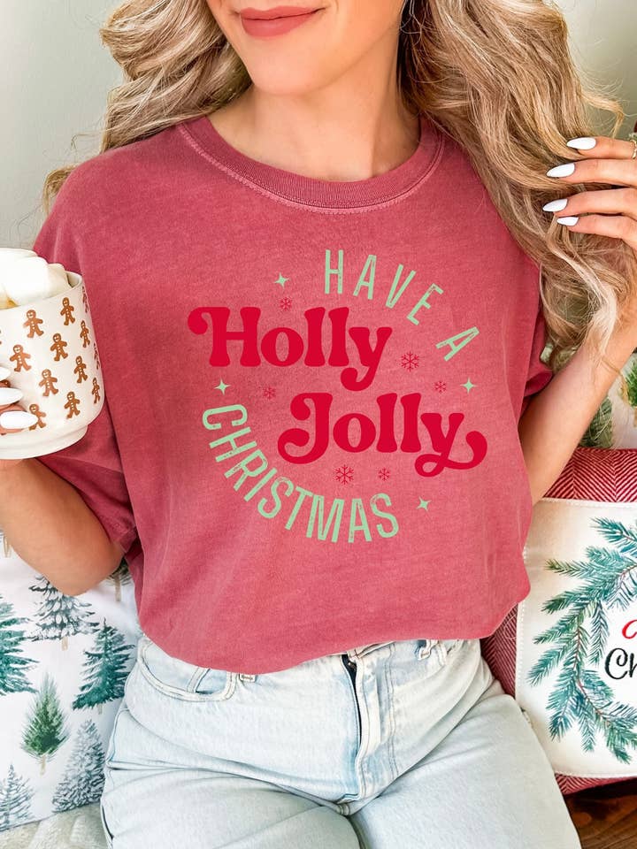 Have A Holly Jolly Christmas Tee for wholesale by Adelle Linen