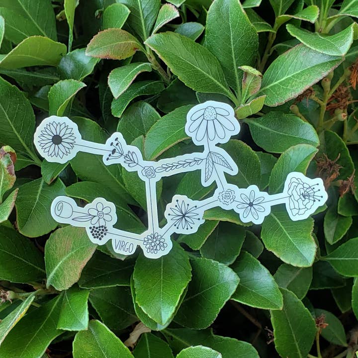 Autocollant Zodiaque Floral Vierge pour la vente par Spare Room Design Co.