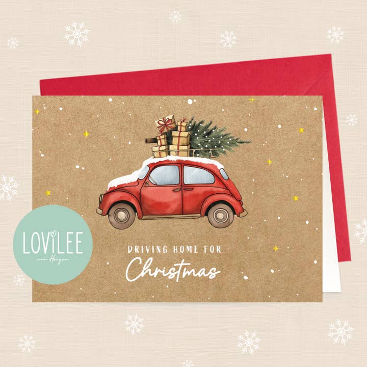 Red Car | Christmas Card Folded Card | No. WK-CN-04 for wholesale by LOViLEE