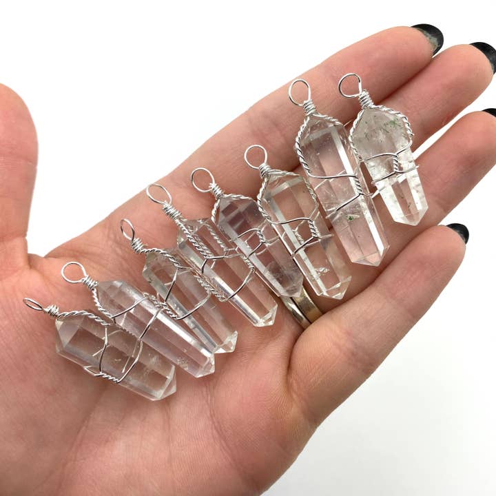 5pc Wire Wrapped Quartz Pendant for wholesale by Moon Mountain Gems