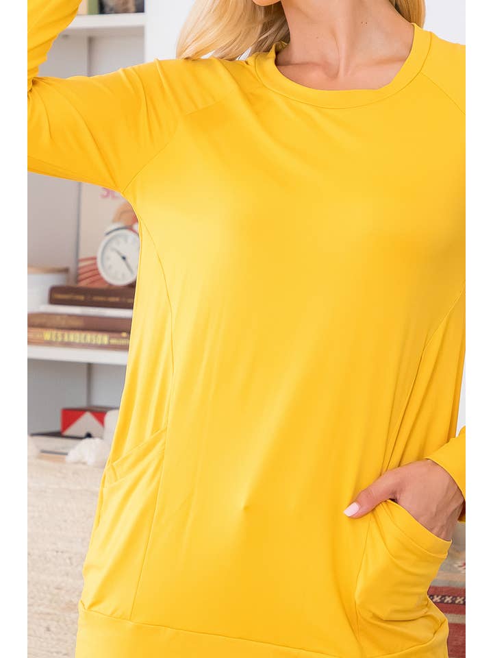 You & Me - Wholesale Tunic - Women's - YMT20003XV-PLUS SIZE SOLID LONG SLEEVE FRONT POCKET TOP5