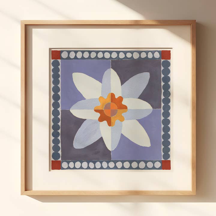 Daffodil Tile (Blue) for wholesale by Meredith Walker Studio