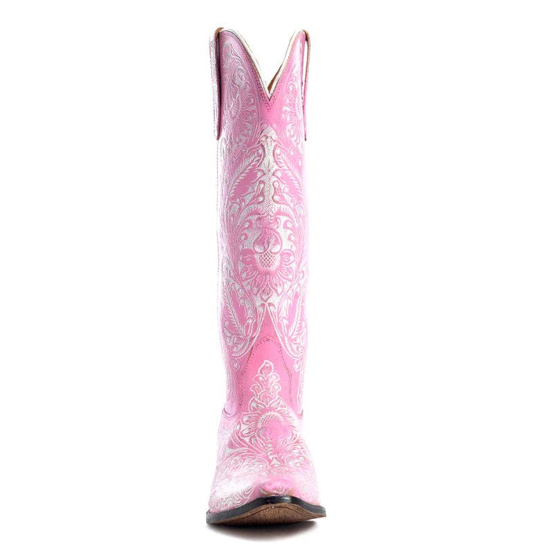 MYRA - EU - Wholesale Cowboy Boots - Women's - Myra Bag Valentina Trail Hand-tooled Boots in Pink2