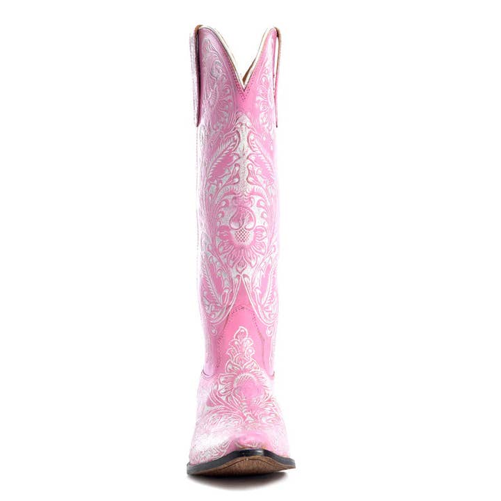 MYRA - EU - Wholesale Cowboy Boots - Women's - Myra Bag Valentina Trail Hand-tooled Boots in Pink2