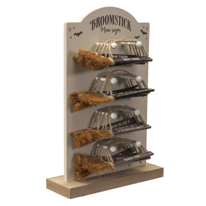 Pacific Trading - Wholesale Sign - Broomstick Mini Signs 24PC w/ Display Halloween Decor3