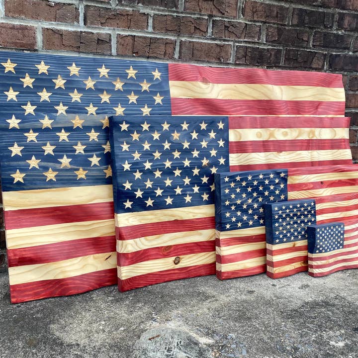 Rugged Cross Creations - Wholesale Wall Sign - Waving Wooden American Flag Wall Art Decoration