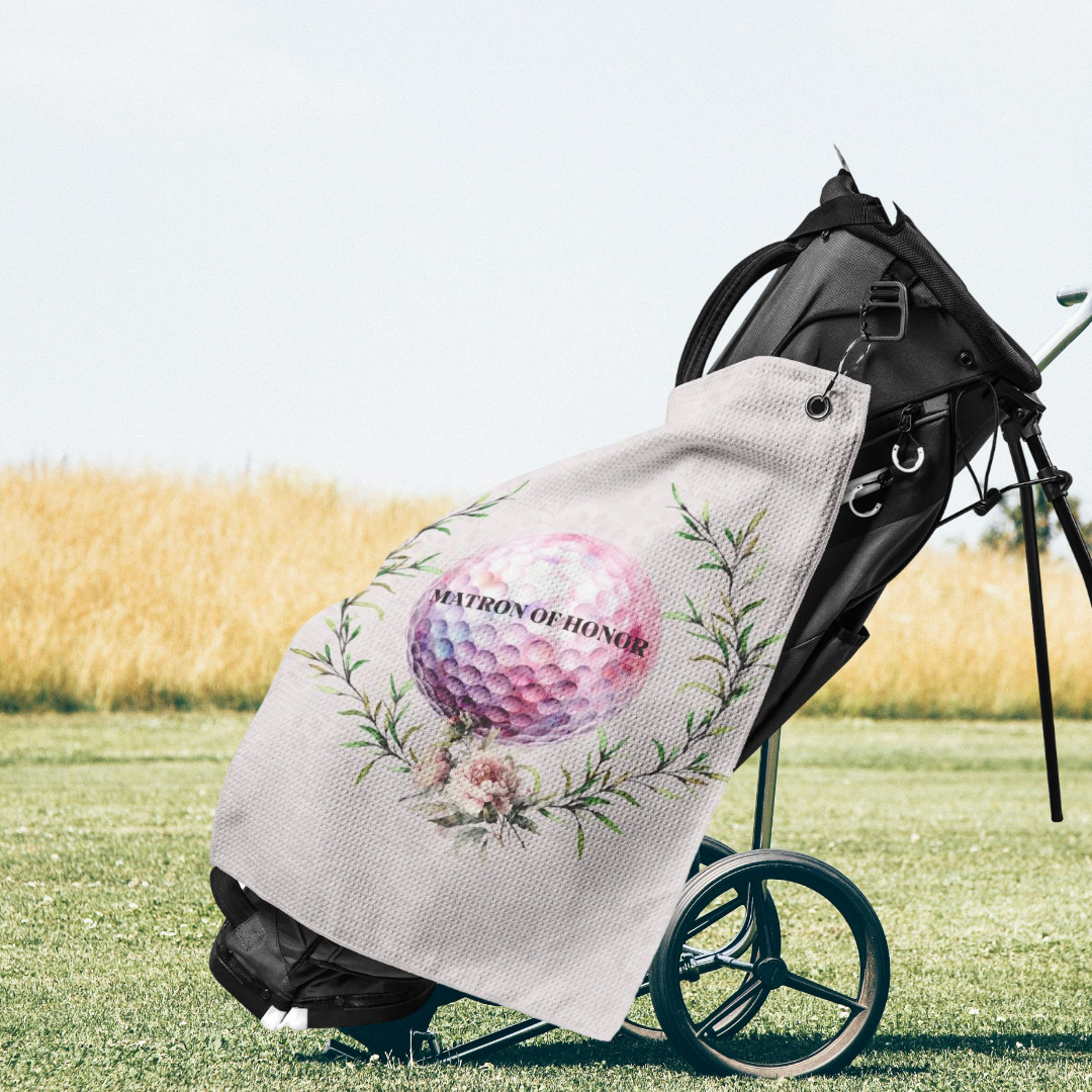 Moody on the Green LLC - Wholesale Sports Towel - Matron of Honor Pink Golf Towel1