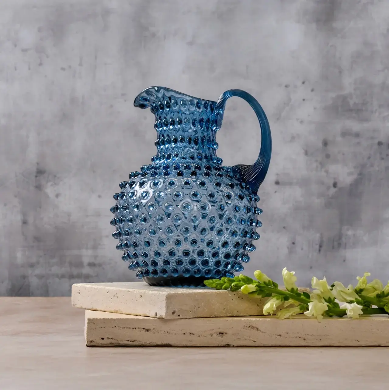 Maure Luxury Gifts - Wholesale Jug - Hobnail Glass Pitcher | Midnight Blue | 2L | Vintage Jug1