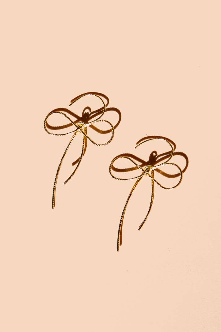 Peter and June - Wholesale Dangle Earrings - Put a Bow on it Earring - 18K Gold Plated1