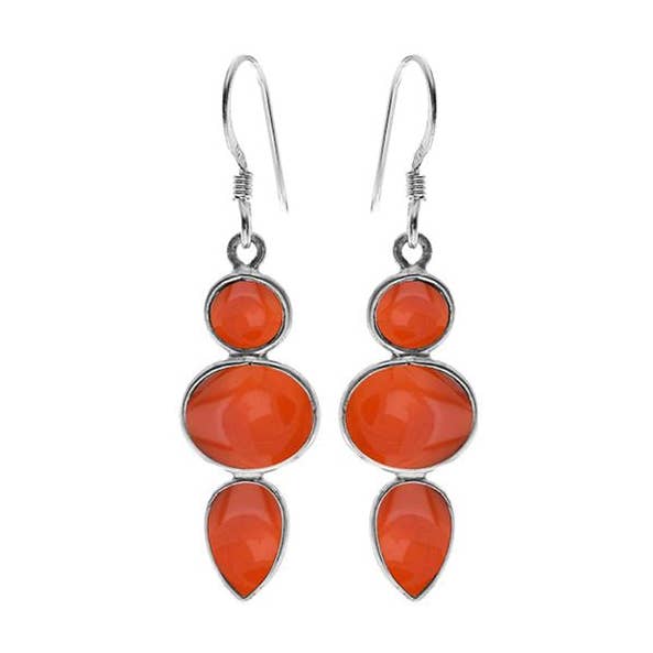 Bridget mixed shapes carnelian earrings for wholesale by Kali Ma Designs - Sterling Silver Jewellery