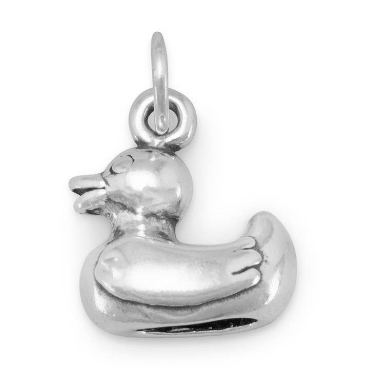 Silver or Gold 3D Rubber Duck Charm for wholesale by Silver Stars Collection
