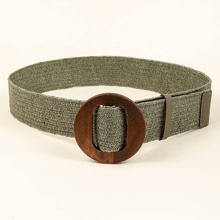 ACCITY - Wholesale Belt - Women's - NEW ROUND WOODEN BUCKLE STRAW BELT_CWABE04522