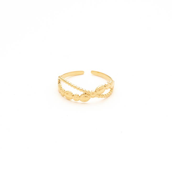 Bijoux 7bis - Wholesale Multi-Stone Ring - Two Cross Row Steel Ring2