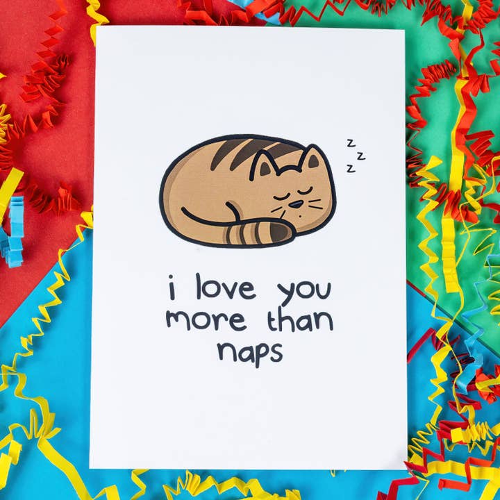I love You More Than Naps Cat Card for wholesale by Innabox Ltd