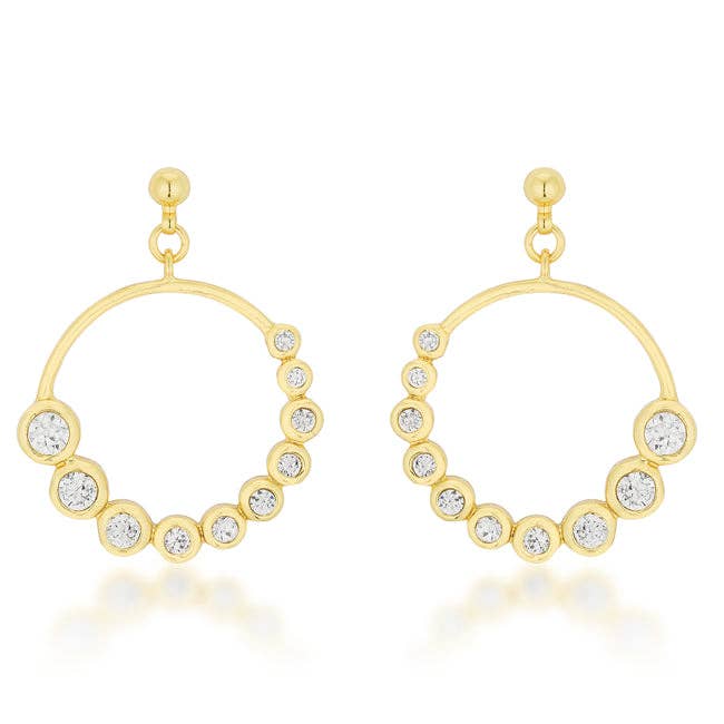 JGoodin - Vente Boucles d'oreilles pendantes - Boucles d'oreilles rondes en zircone cubique graduée dorée1