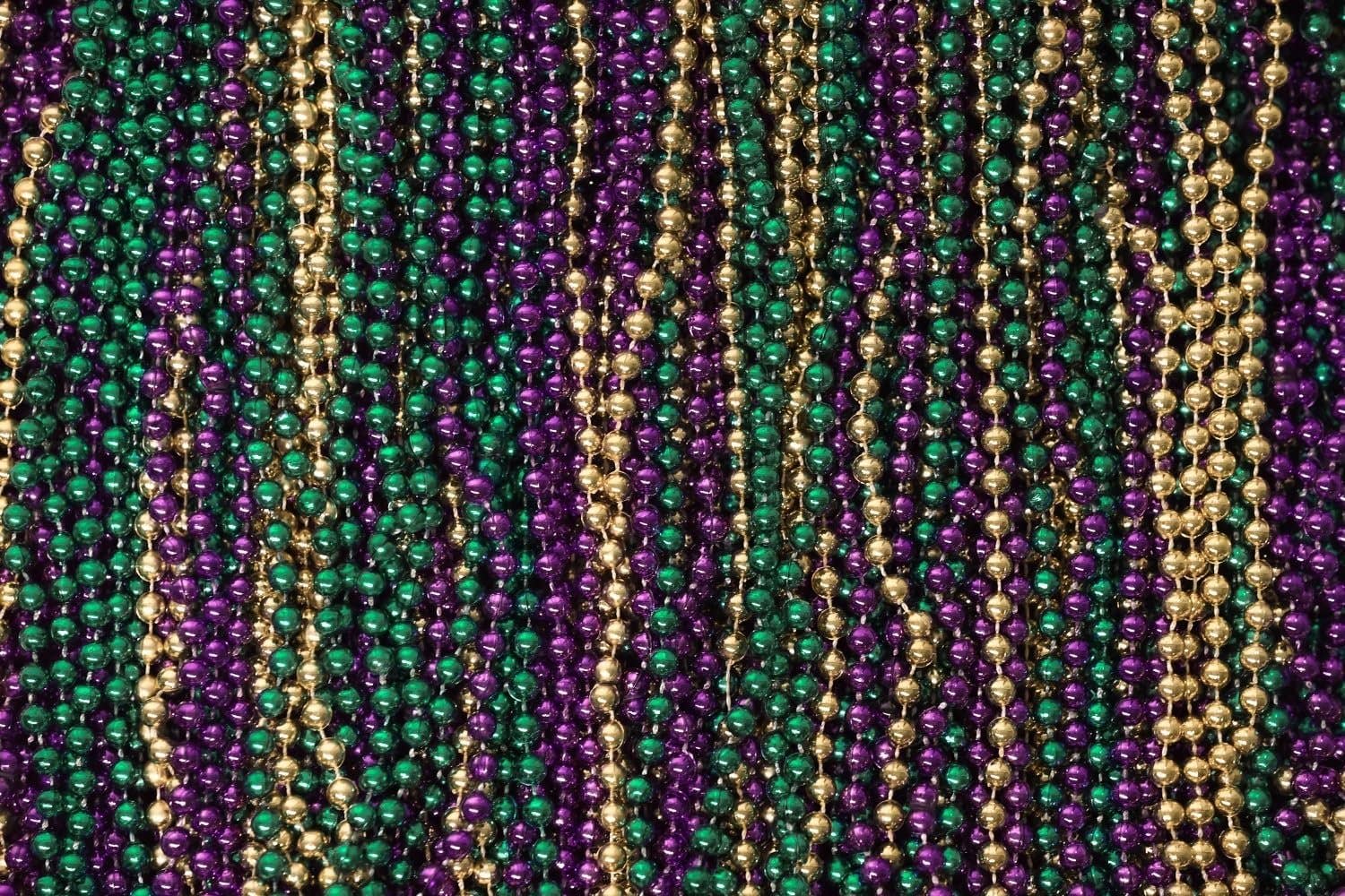 The Mardi Gras Krewe - Wholesale Party Favor - Mardi Gras Beads 33 inch 7mm, 12 Dozen, 144 Necklaces with Doubloon- Bulk Party Favors6