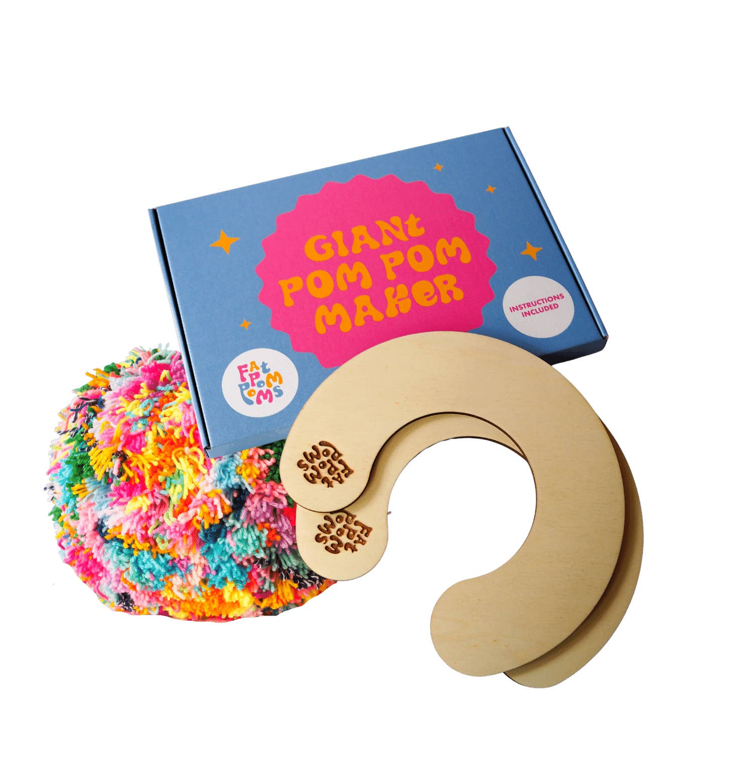 Fat Pom Poms - Wholesale DIY craft kit - Giant Pom Pom Maker & Instructions 27cm
