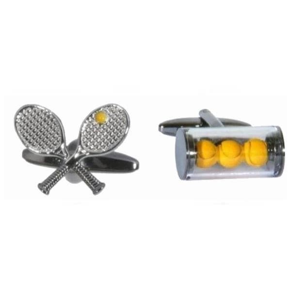 Tennis Racquet & Balls Gunmetal Plated Cufflinks for wholesale by Dalaco - incorporating David Aster