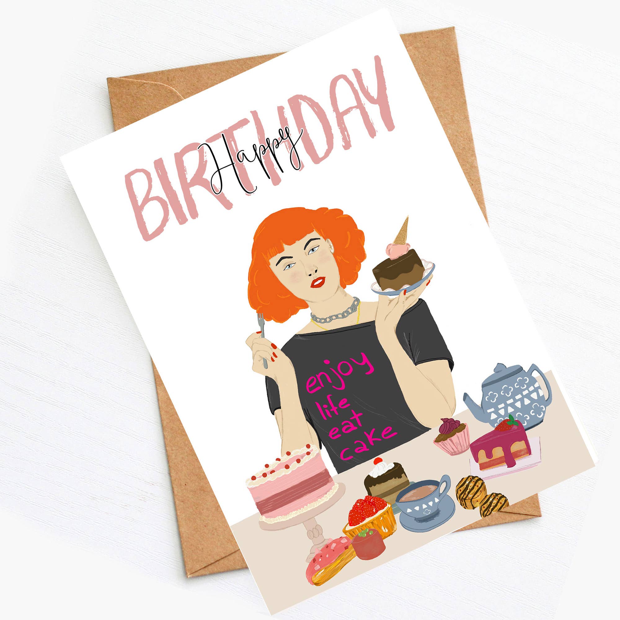JuliaLeites Illustration - Wholesale Birthday Card - Postcard “eat cake” | Birthday card1