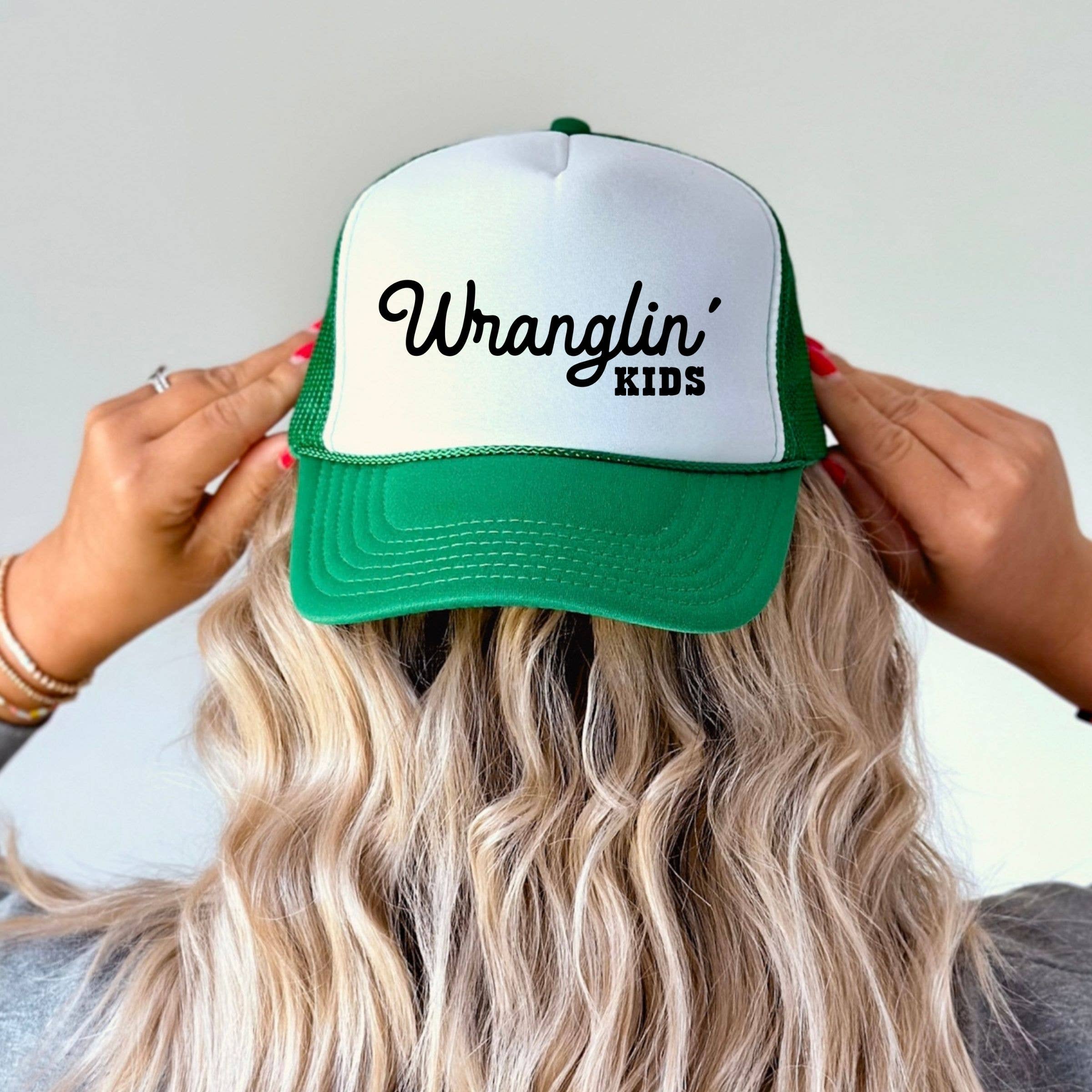 Wholehearted Motherhood and Co. - Vente Casquette de camionneur – femme - Casquette de camionneur pour enfants Wrangling' - Casquette de camionneur Western de printemps5