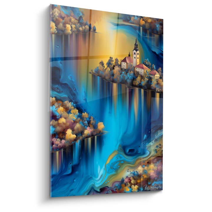 Church on Island Painting - Mystical Reflections - Lake Edition for wholesale by Walensky