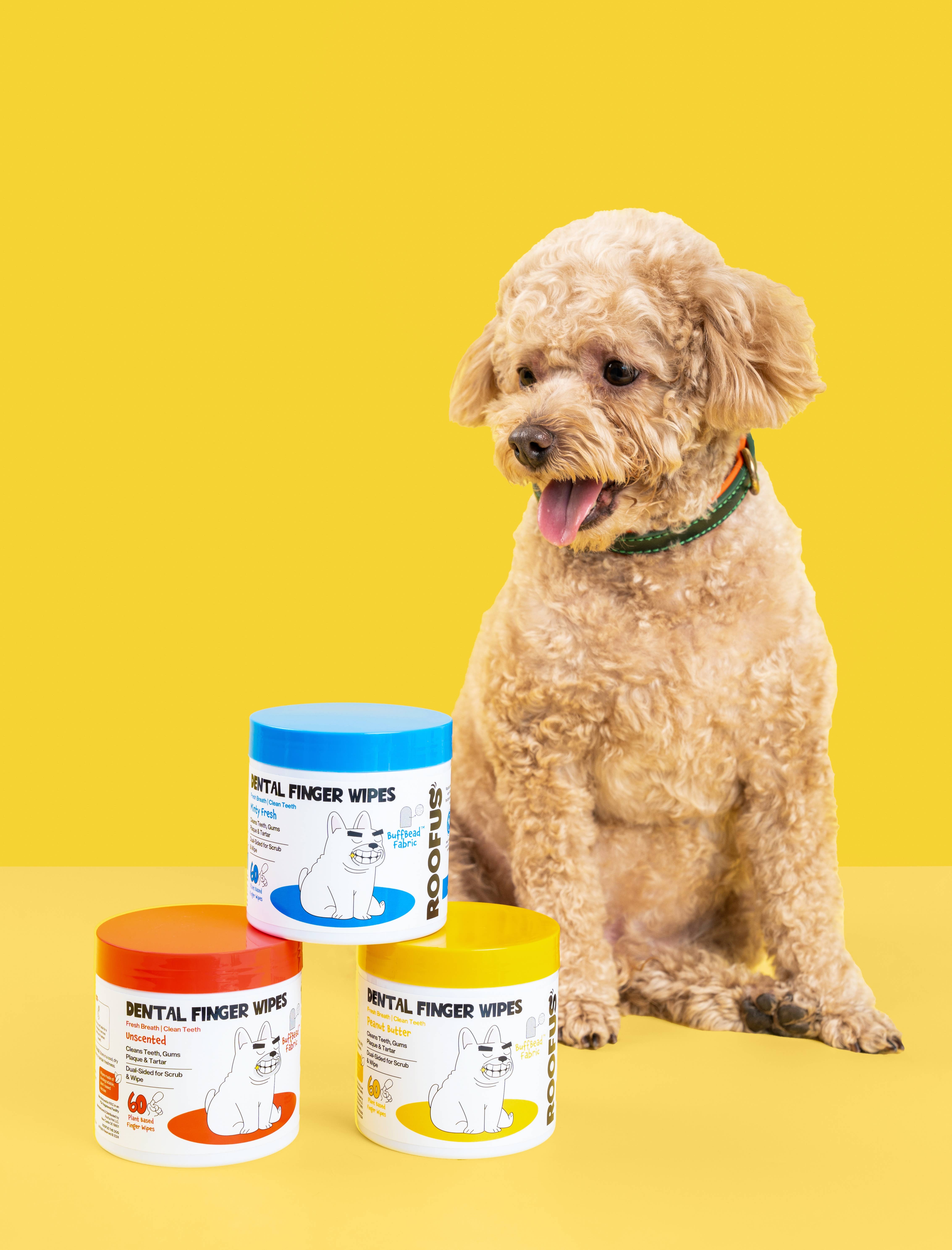 Roofus - Wholesale Pet Toothpaste - Dog - Roofus Dental Wipes | Fragrance Free | 60ct6