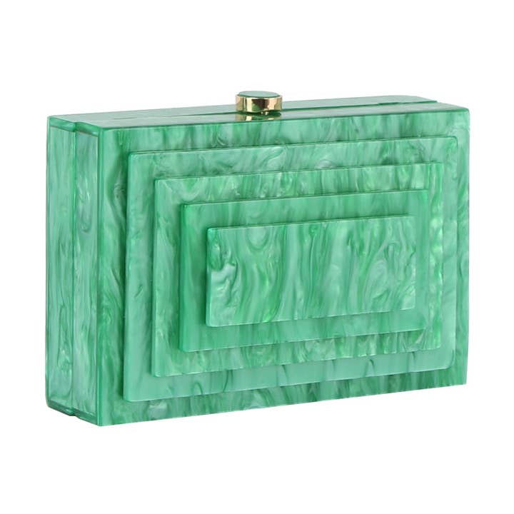 Art Deco Acrylic Rectangle Clutch for wholesale by Handbag Factory Corp