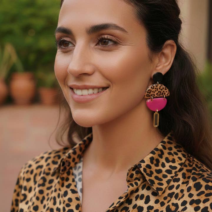 Handgefertigte Ohrringe mit Original-Leopardenmuster für den Großhandel von SUNKRIS