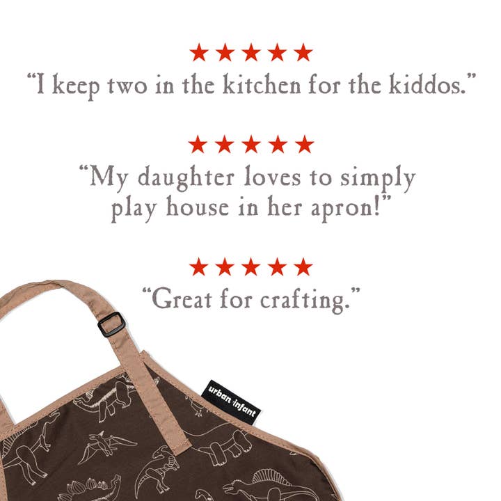 Urban Infant - Wholesale Apron - Kids - Little Helper Kids Apron, Washable Cotton/Poly - Dinosaurs3
