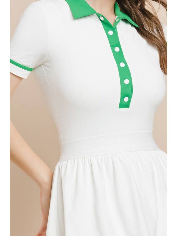 White CD04739-Motion Button Up Athletic Dress for wholesale on Faire3