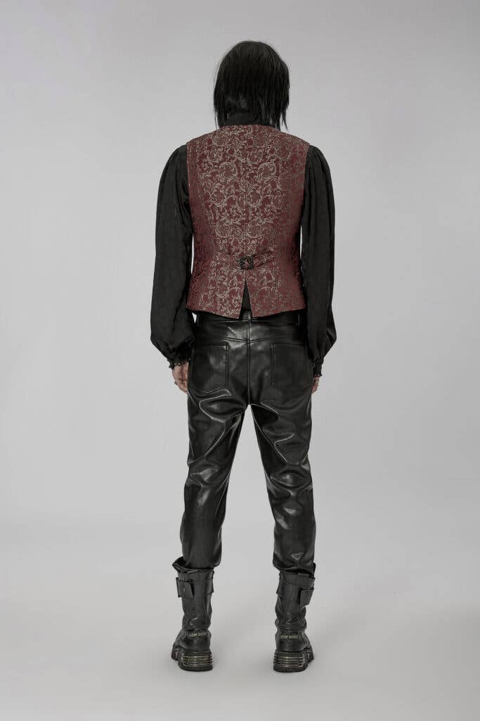 Western Fashion – wholesale Kostymväst - Herr – WY1436 - Röd gotisk väst1