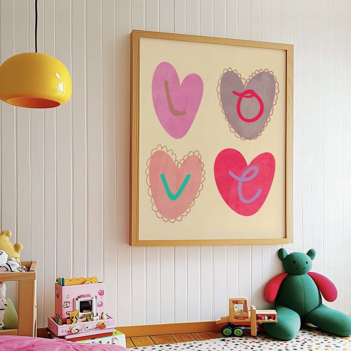 Lara and Kin – wholesale Poster – Kids & Baby – love heart poster, kids wall art, nursery decor, love print1