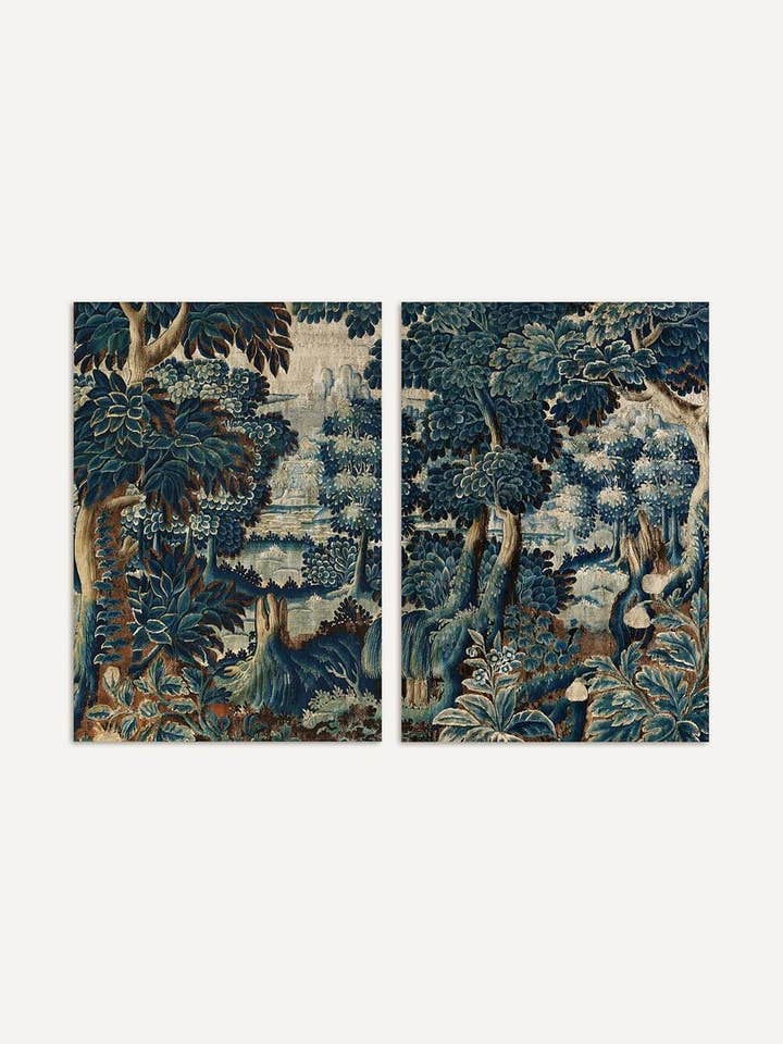 Vintage Textile Art Print Set – Poetic Verdure Garden for wholesale by Modern Antique Prints