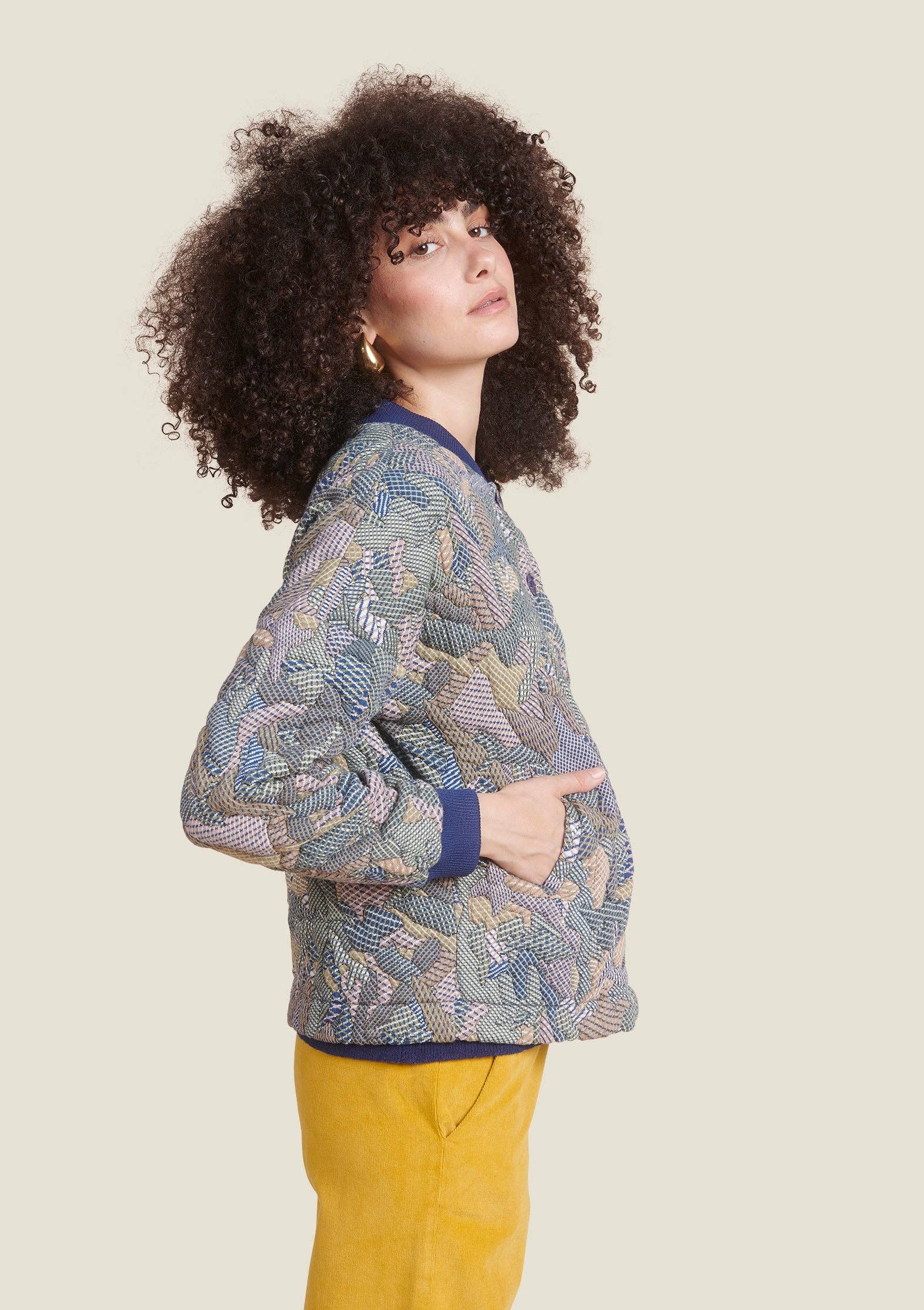 MADE IN SENS - Wholesale Jacket - Women's - GULLY GEO KHAKI JACKET1