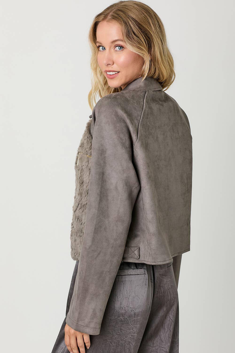 Mystree – wholesale Jacket – Women's – 60873 Fur Mixed Suede Jacket3