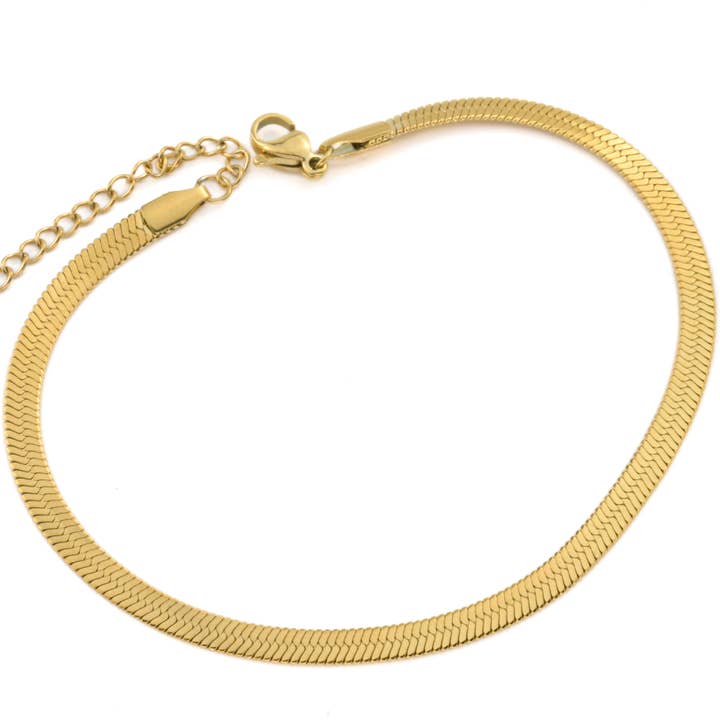 Blueyejewelry - Wholesale Anklet - Gold Herringbone Anklet - Stainless Steel Snake Chain Anklet9
