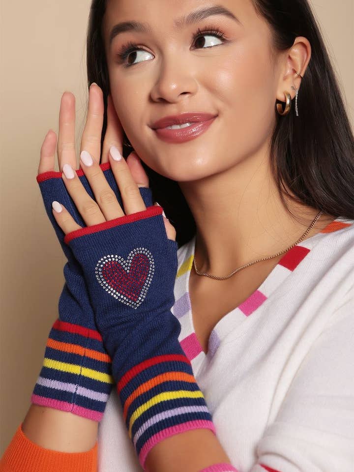 Berlin Mittens in Navy with Heart for wholesale by Adeela Salehjee